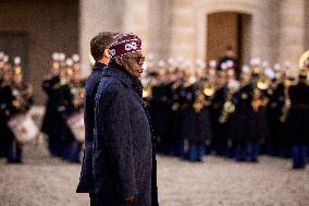 Macron And Nigerian Counterpart Bola Tinubu At The Invalides - Paris