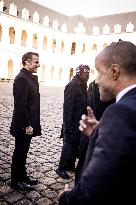 Macron And Nigerian Counterpart Bola Tinubu At The Invalides - Paris