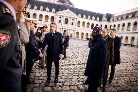 Macron And Nigerian Counterpart Bola Tinubu At The Invalides - Paris