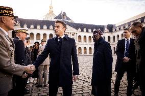 Macron And Nigerian Counterpart Bola Tinubu At The Invalides - Paris