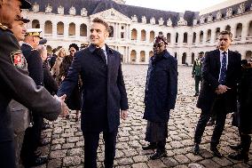 Macron And Nigerian Counterpart Bola Tinubu At The Invalides - Paris