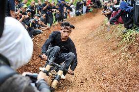 Traditional Bamboo Car Game in Bandung - Indonesia