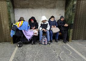 People shelter in Kyiv Metro during air alert