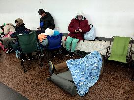 People shelter in Kyiv Metro during air alert