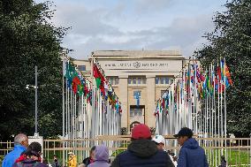 Visitors At The United Nations Headquarters In Geneva