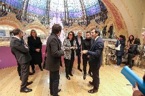 French Minister Of Tourism Visits The Galeries Lafayette And Printemps Department Stores