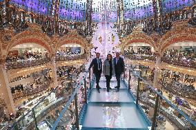 French Minister Of Tourism Visits The Galeries Lafayette And Printemps Department Stores