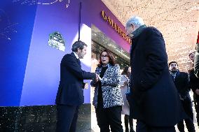 French Minister Of Tourism Visits The Galeries Lafayette And Printemps Department Stores