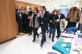 French Minister Of Tourism Visits The Galeries Lafayette And Printemps Department Stores