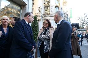 French Minister Of Tourism Visits The Galeries Lafayette And Printemps Department Stores