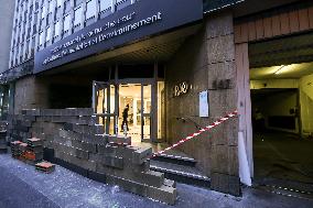 Farmers Construct A  Wall In Front Of The INRAE In Paris