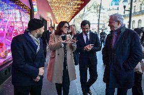 French Deputy Minister for Economy of Tourism Marina Ferrari visits shops in Paris FA