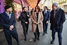 French Deputy Minister for Economy of Tourism Marina Ferrari visits shops in Paris FA