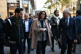 French Deputy Minister for Economy of Tourism Marina Ferrari visits shops in Paris FA