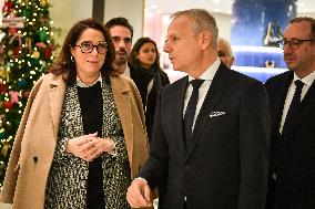 French Deputy Minister for Economy of Tourism Marina Ferrari visits shops in Paris FA