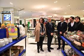 French Deputy Minister for Economy of Tourism Marina Ferrari visits shops in Paris FA