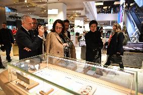 French Deputy Minister for Economy of Tourism Marina Ferrari visits shops in Paris FA