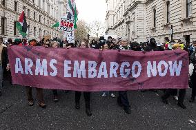 Protest For Arms Embargo On Israel In London