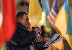 Protest In Support Of Ukraine In Krakow Continues