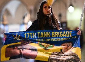 Protest In Support Of Ukraine In Krakow Continues