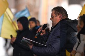 Protest In Support Of Ukraine In Krakow Continues