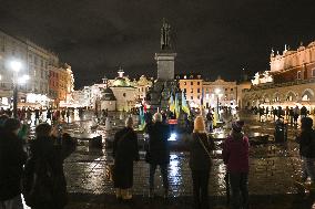 Protest In Support Of Ukraine In Krakow Continues