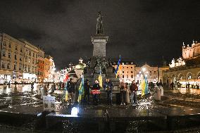 Protest In Support Of Ukraine In Krakow Continues