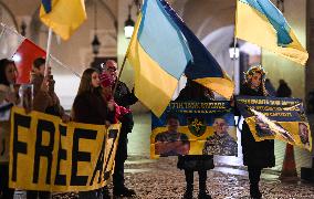 Protest In Support Of Ukraine In Krakow Continues