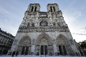 President Macron Visits Notre-Dame Cathedral One Week Before Its Reopening - Paris