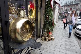 Christmas decorations for sale in Uzhhorod