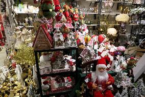 Christmas decorations for sale in Uzhhorod