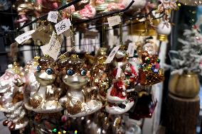 Christmas decorations for sale in Uzhhorod