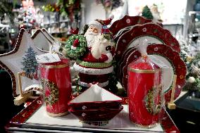 Christmas decorations for sale in Uzhhorod