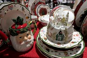 Christmas decorations for sale in Uzhhorod