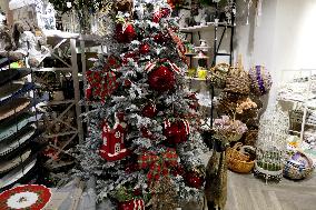 Christmas decorations for sale in Uzhhorod