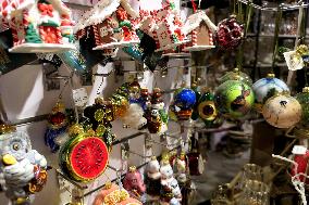 Christmas decorations for sale in Uzhhorod