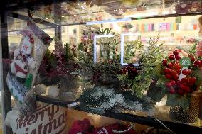 Christmas decorations for sale in Uzhhorod