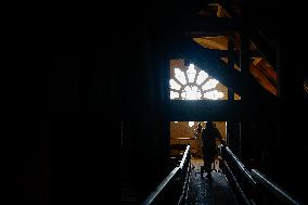 President Macron Visits Notre-Dame Cathedral One Week Before Its Reopening - Paris