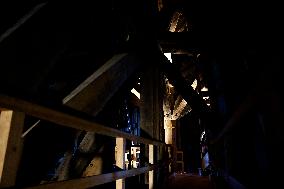 President Macron Visits Notre-Dame Cathedral One Week Before Its Reopening - Paris