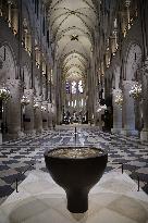 President Macron Visits Notre-Dame Cathedral One Week Before Its Reopening - Paris