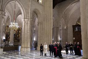 President Macron Visits Notre-Dame Cathedral One Week Before Its Reopening - Paris