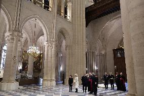 President Macron Visits Notre-Dame Cathedral One Week Before Its Reopening - Paris