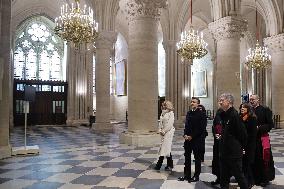 President Macron Visits Notre-Dame Cathedral One Week Before Its Reopening - Paris