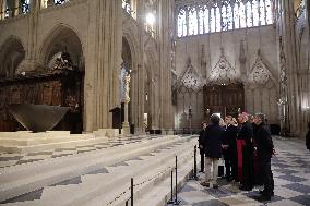 President Macron Visits Notre-Dame Cathedral One Week Before Its Reopening - Paris