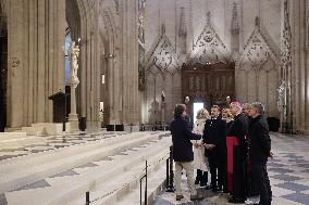 President Macron Visits Notre-Dame Cathedral One Week Before Its Reopening - Paris