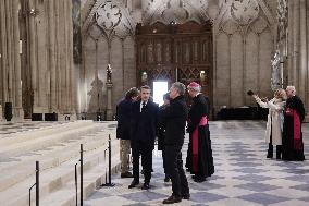 President Macron Visits Notre-Dame Cathedral One Week Before Its Reopening - Paris