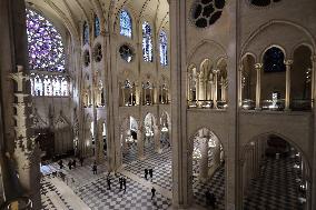 President Macron Visits Notre-Dame Cathedral One Week Before Its Reopening - Paris