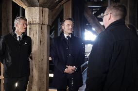 President Macron Visits Notre-Dame Cathedral One Week Before Its Reopening - Paris