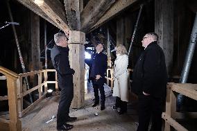 President Macron Visits Notre-Dame Cathedral One Week Before Its Reopening - Paris