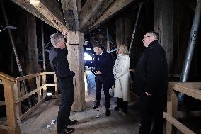 President Macron Visits Notre-Dame Cathedral One Week Before Its Reopening - Paris